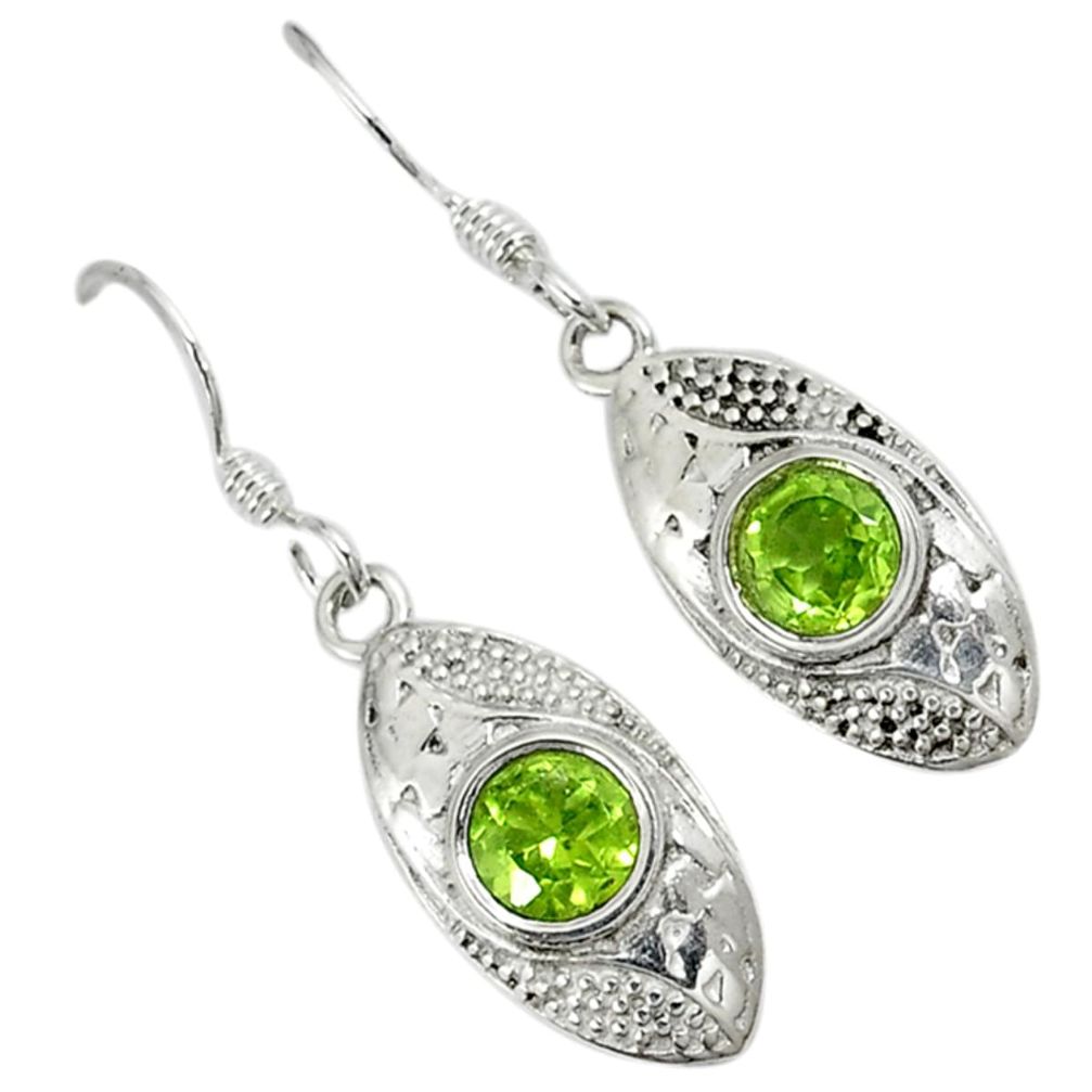 Natural green peridot 925 sterling silver dangle earrings jewelry a30687