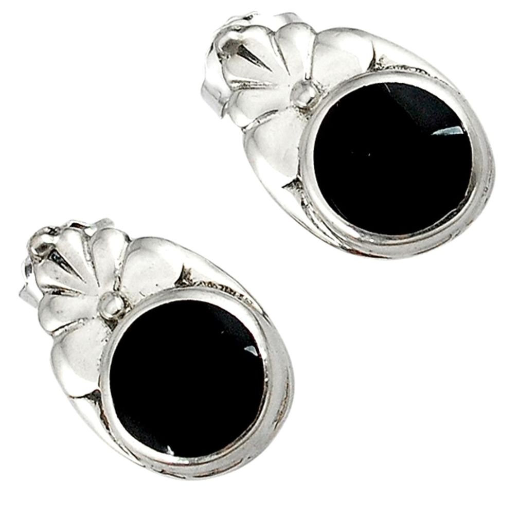 Black onyx enamel 925 sterling silver stud earrings jewelry a32498