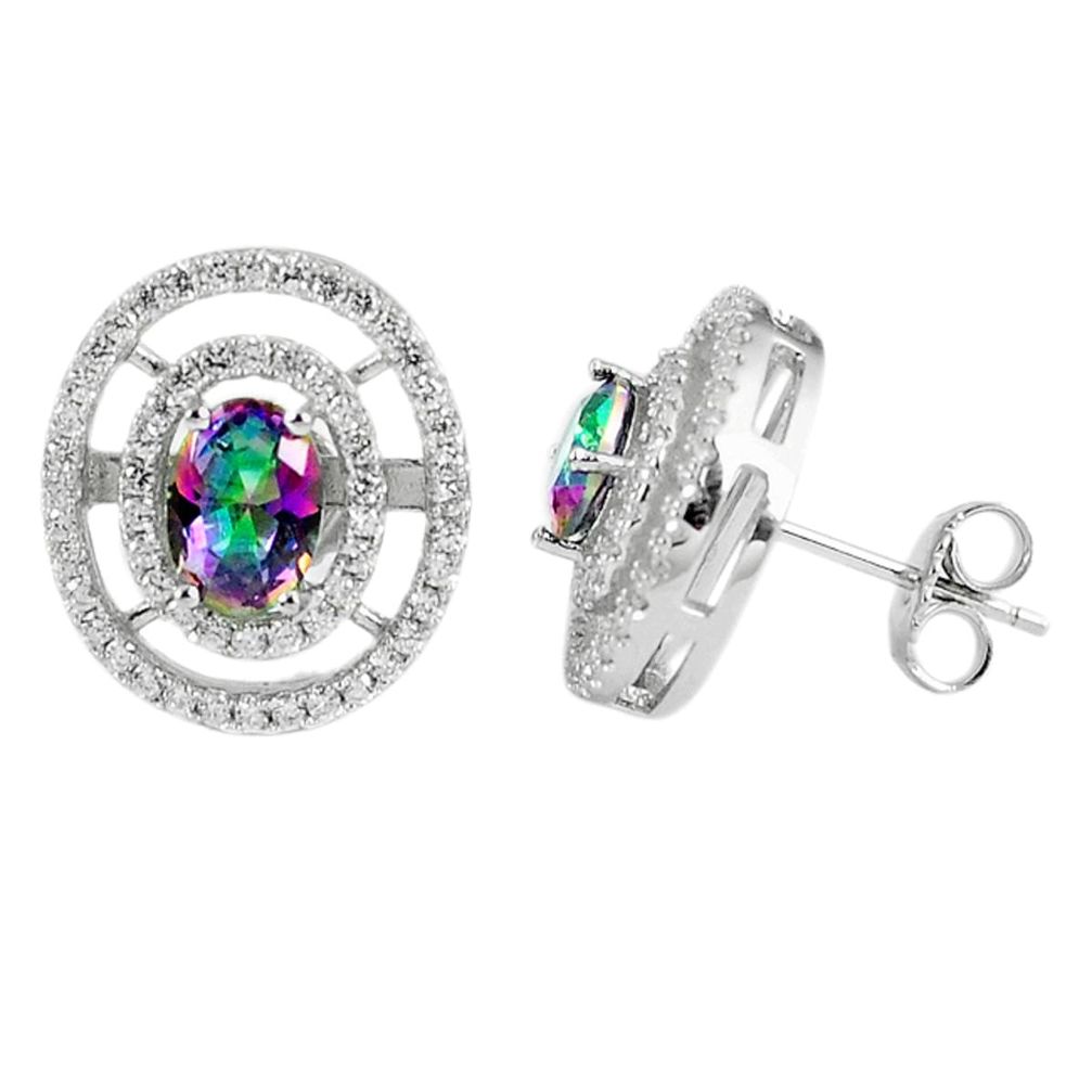 5.84cts multicolor rainbow topaz topaz 925 sterling silver stud earrings a45570
