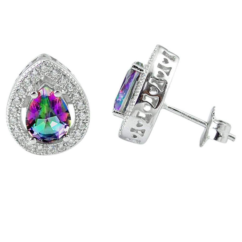 6.31cts multicolor rainbow topaz topaz 925 sterling silver stud earrings a45589