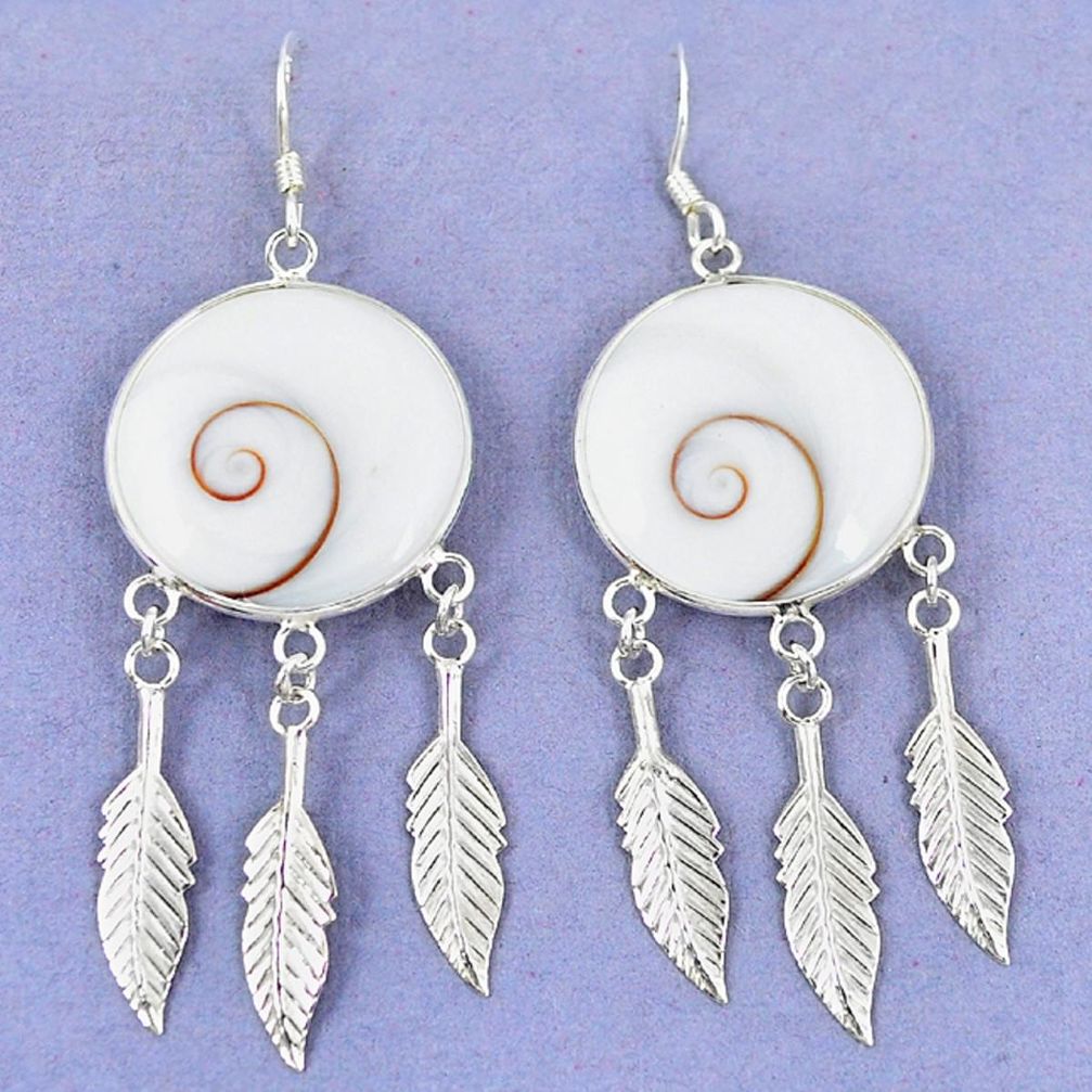 925 silver natural white shiva eye shell dreamcatcher earrings jewelry a47940