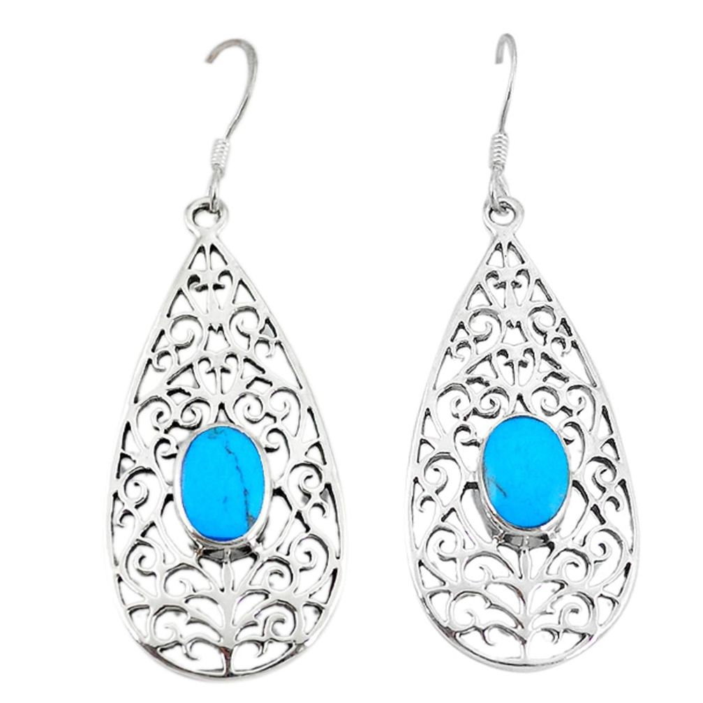 925 sterling silver fine blue turquoise dangle earrings jewelry a49897