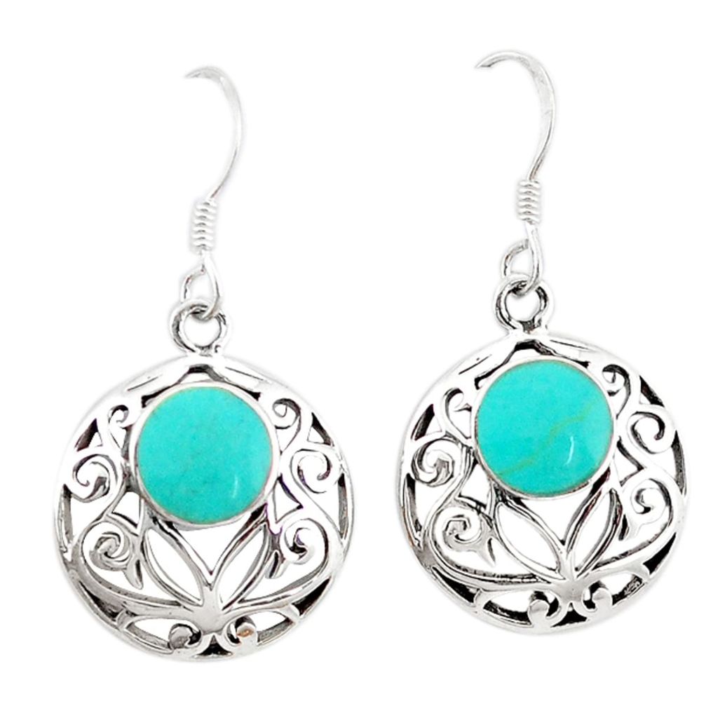 Fine blue turquoise enamel 925 sterling silver earrings jewelry a50274