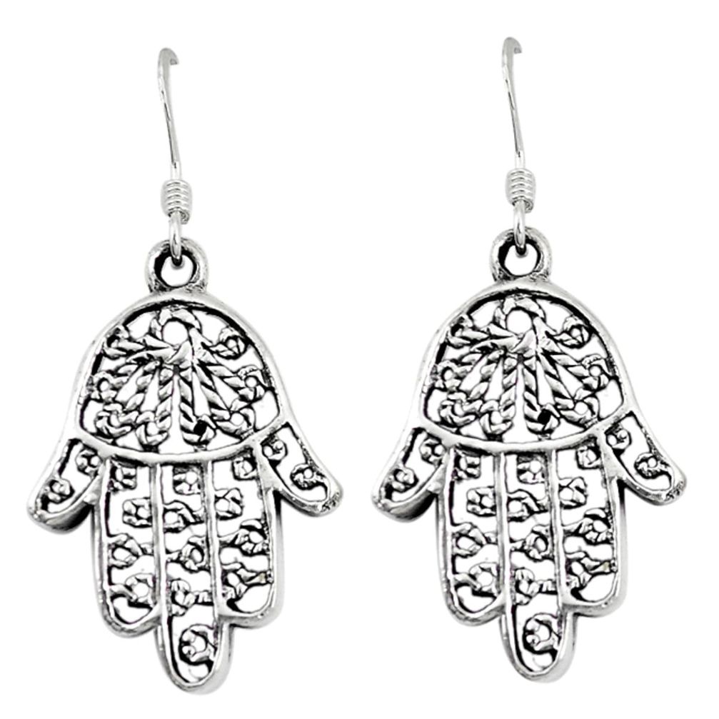 Indonesian bali style solid 925 silver hand of god hamsa earrings a50303