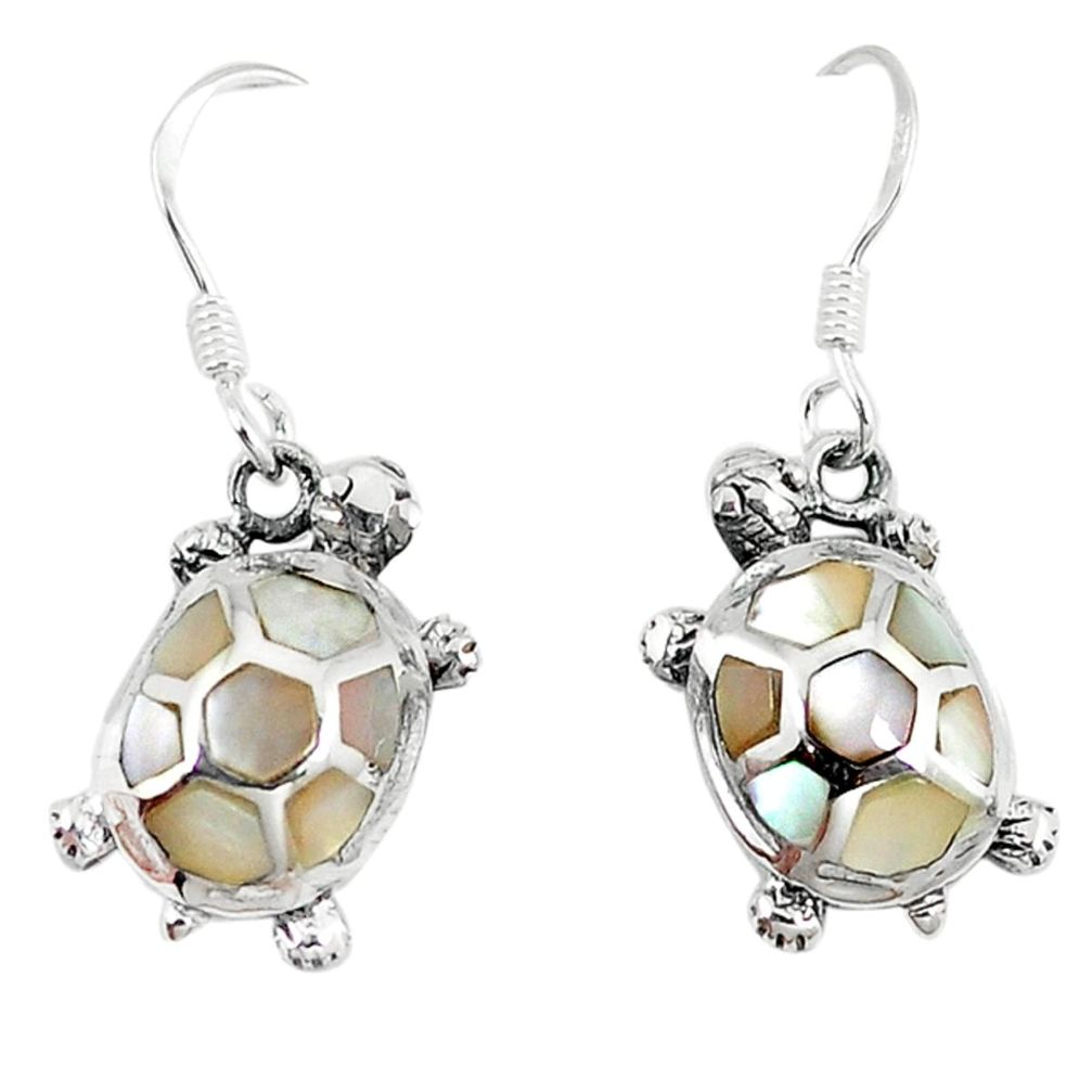 925 sterling silver white pearl enamel tortoise earrings jewelry a55484