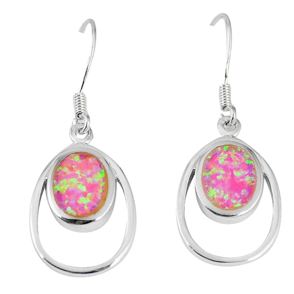 925 sterling silver pink australian fire opal enamel dangle earrings a57364