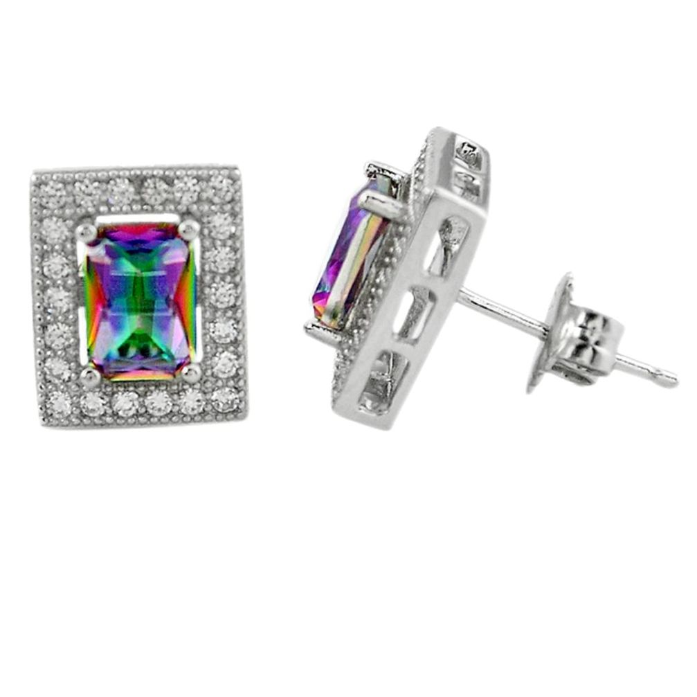 Multi color rainbow topaz topaz 925 sterling silver stud earrings jewelry a62432