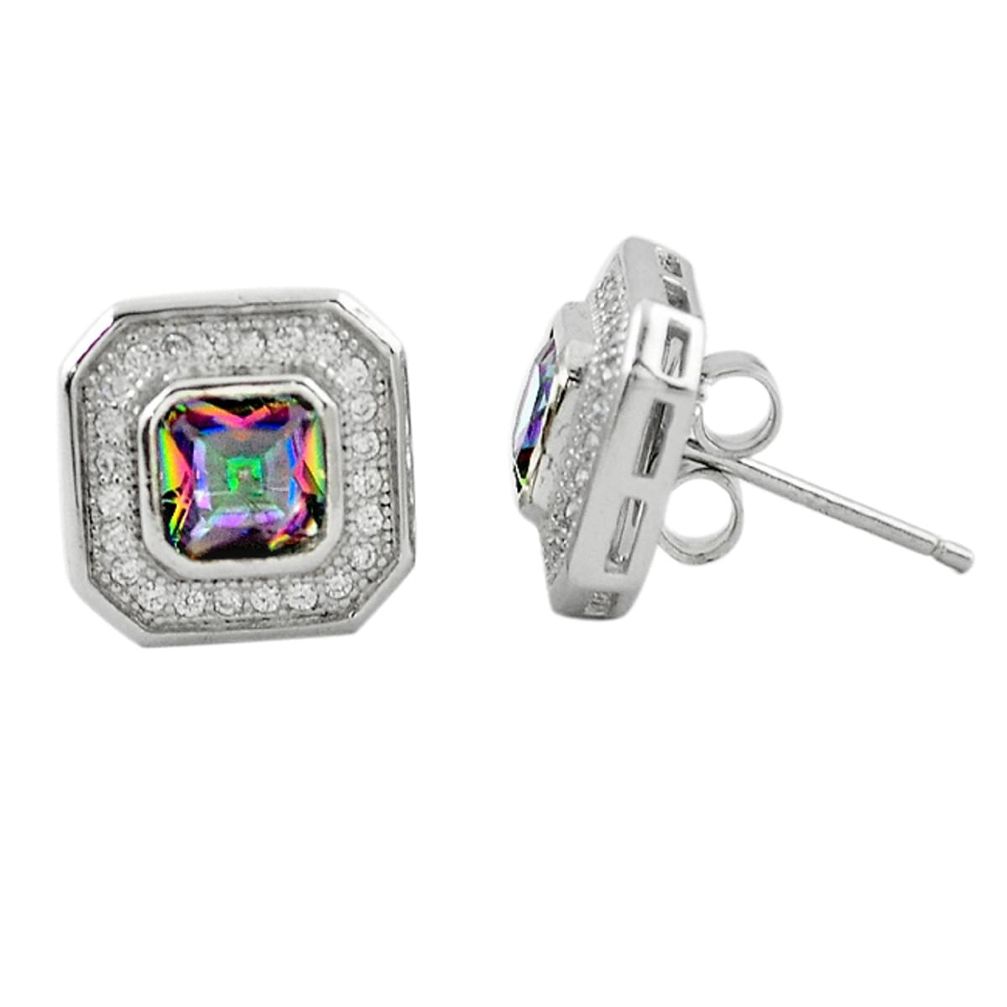 Multi color rainbow topaz topaz 925 sterling silver stud earrings a62448