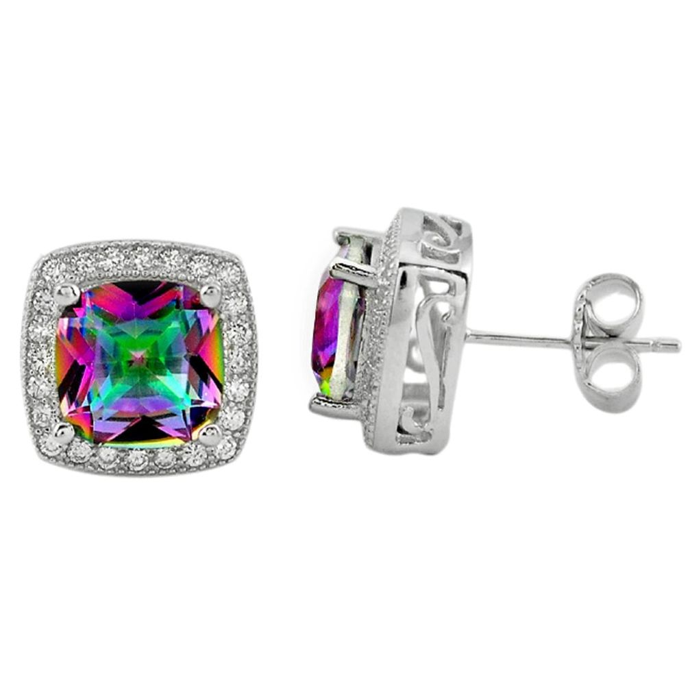 Multi color rainbow topaz topaz 925 sterling silver stud earrings a62454