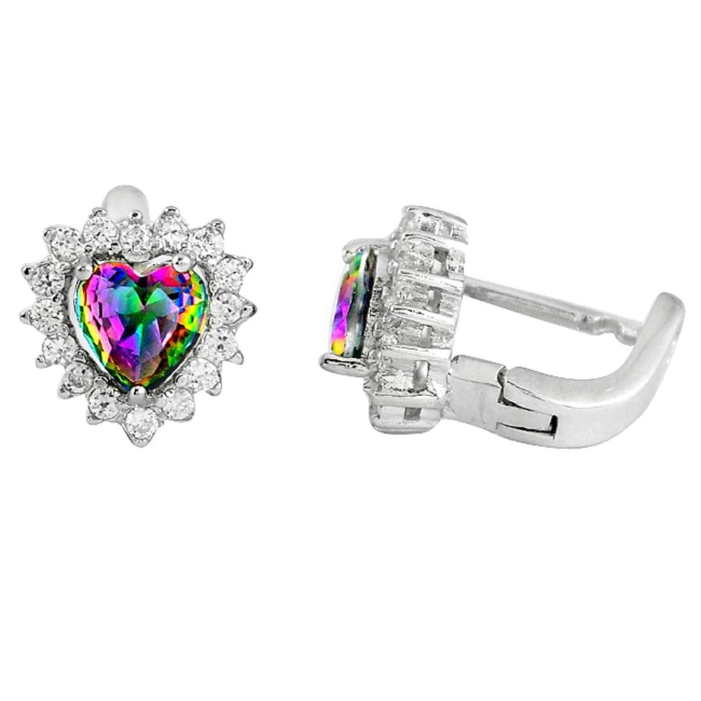 Multi color rainbow topaz topaz 925 sterling silver stud earrings a65841
