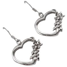 Indonesian bali java island 925 silver heart love flower earrings jewelry b1566