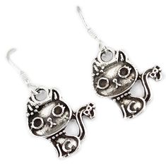Indonesian bali java island 925 sterling silver cat earrings jewelry b1576