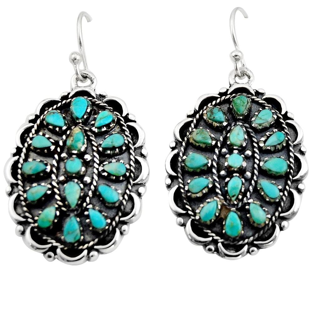 925 sterling silver 6.19cts green arizona mohave turquoise dangle earrings c7890