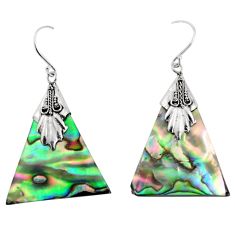 7.56cts natural green abalone paua seashell 925 sterling silver earrings c8461