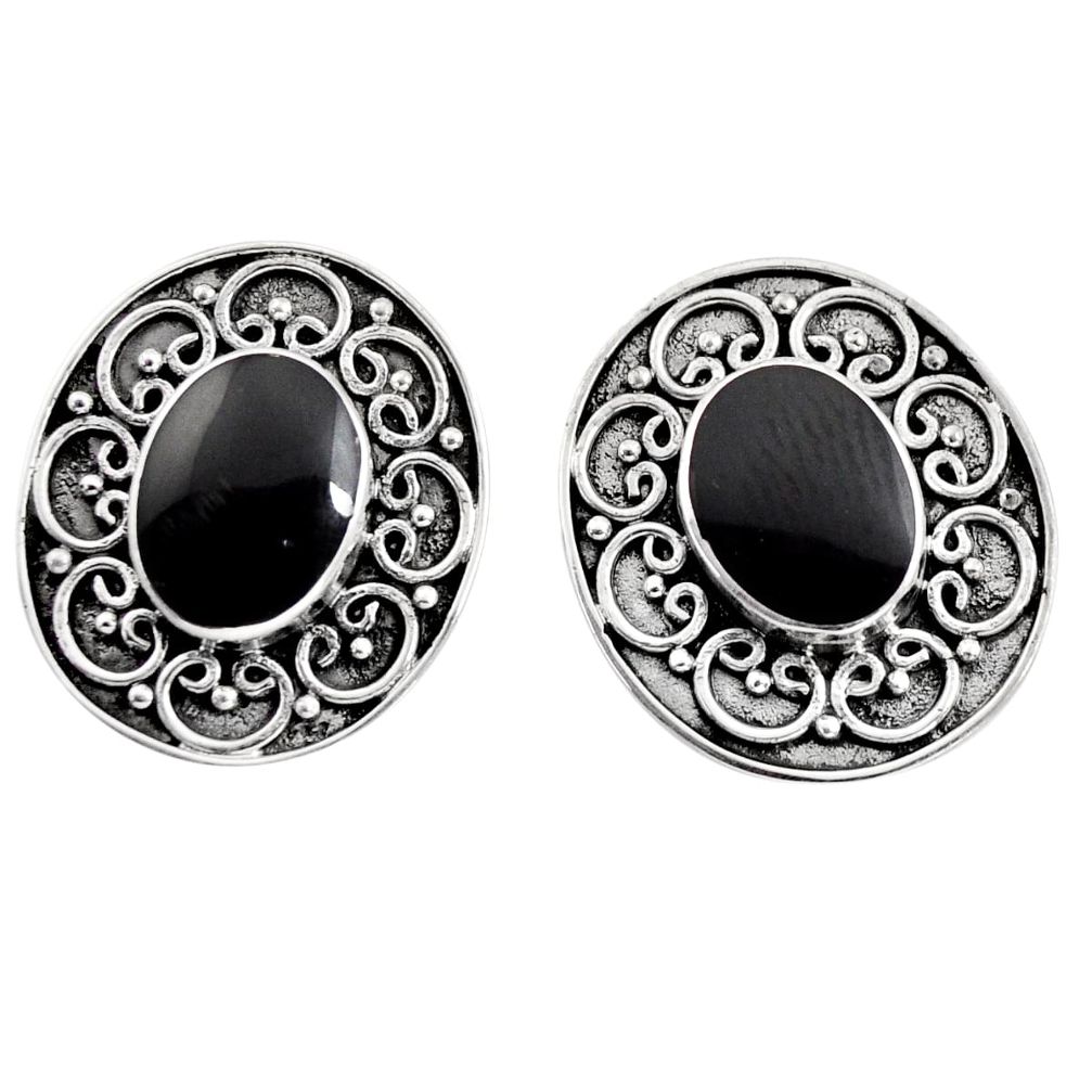 5.22cts natural black onyx 925 sterling silver stud earrings jewelry c8463