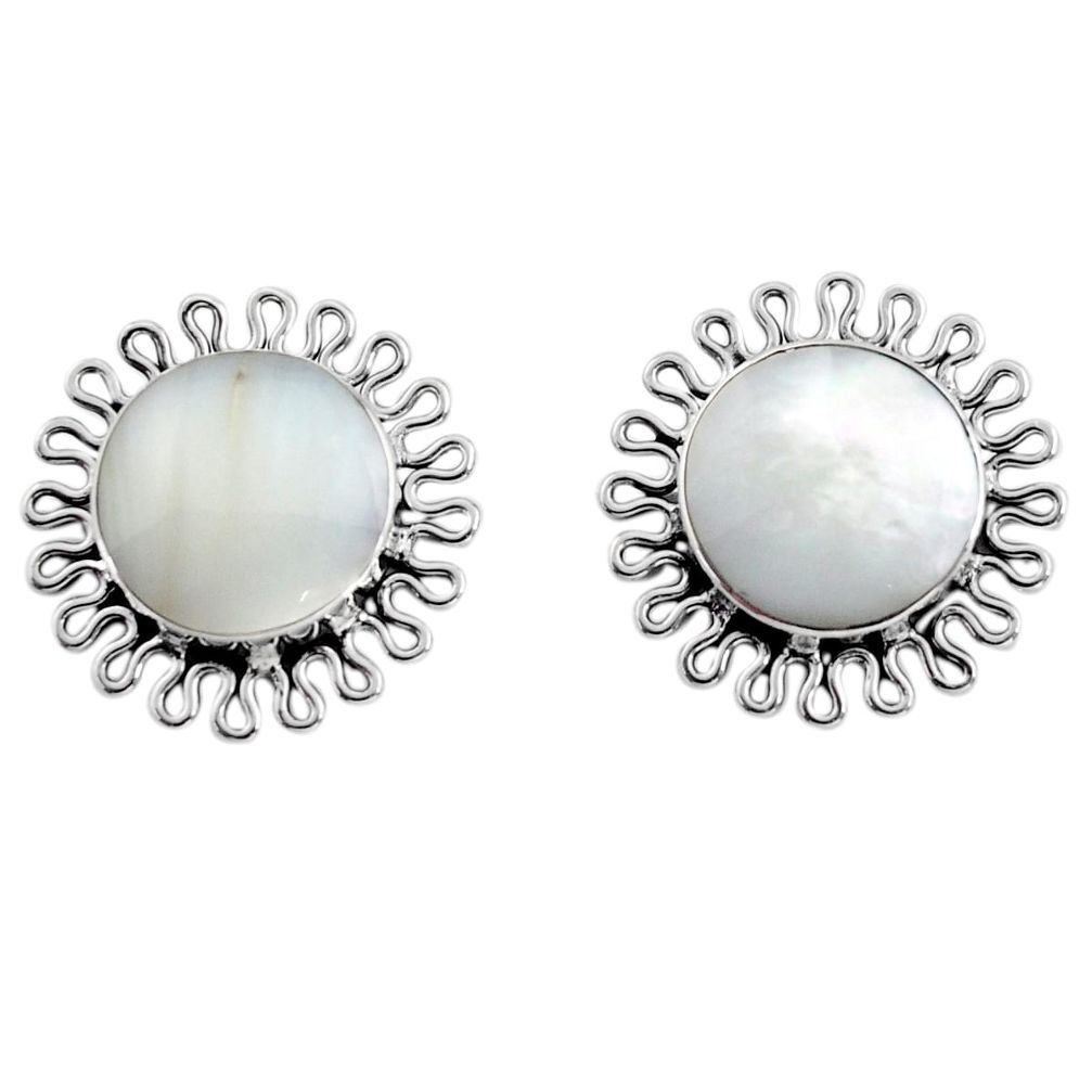 4.53cts natural white pearl 925 sterling silver stud earrings jewelry c8466