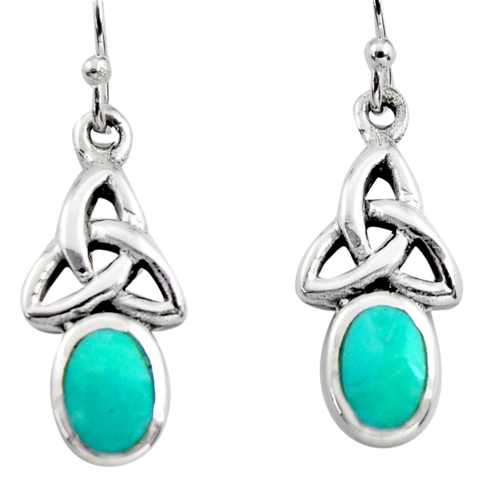 4.26gms green arizona mohave turquoise enamel 925 sterling silver earrings c8647