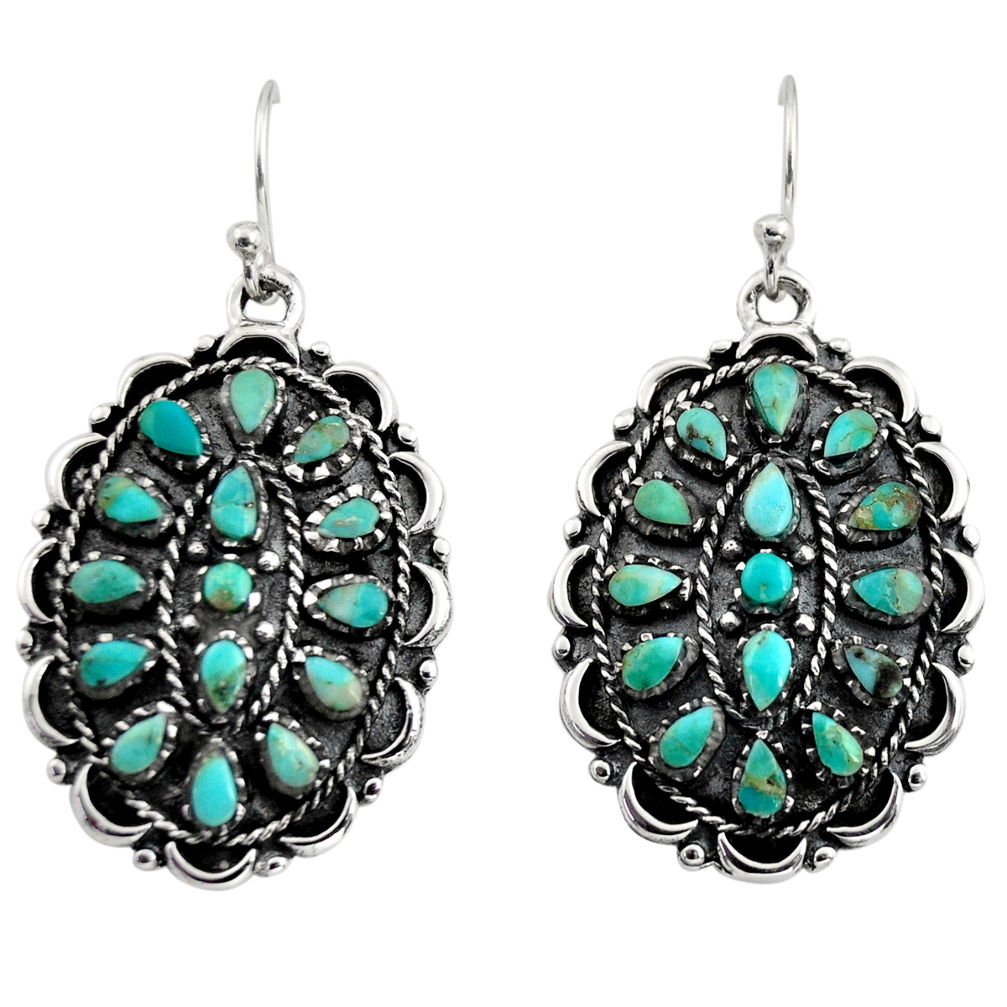 6.75cts green arizona mohave turquoise 925 sterling silver earrings c8652