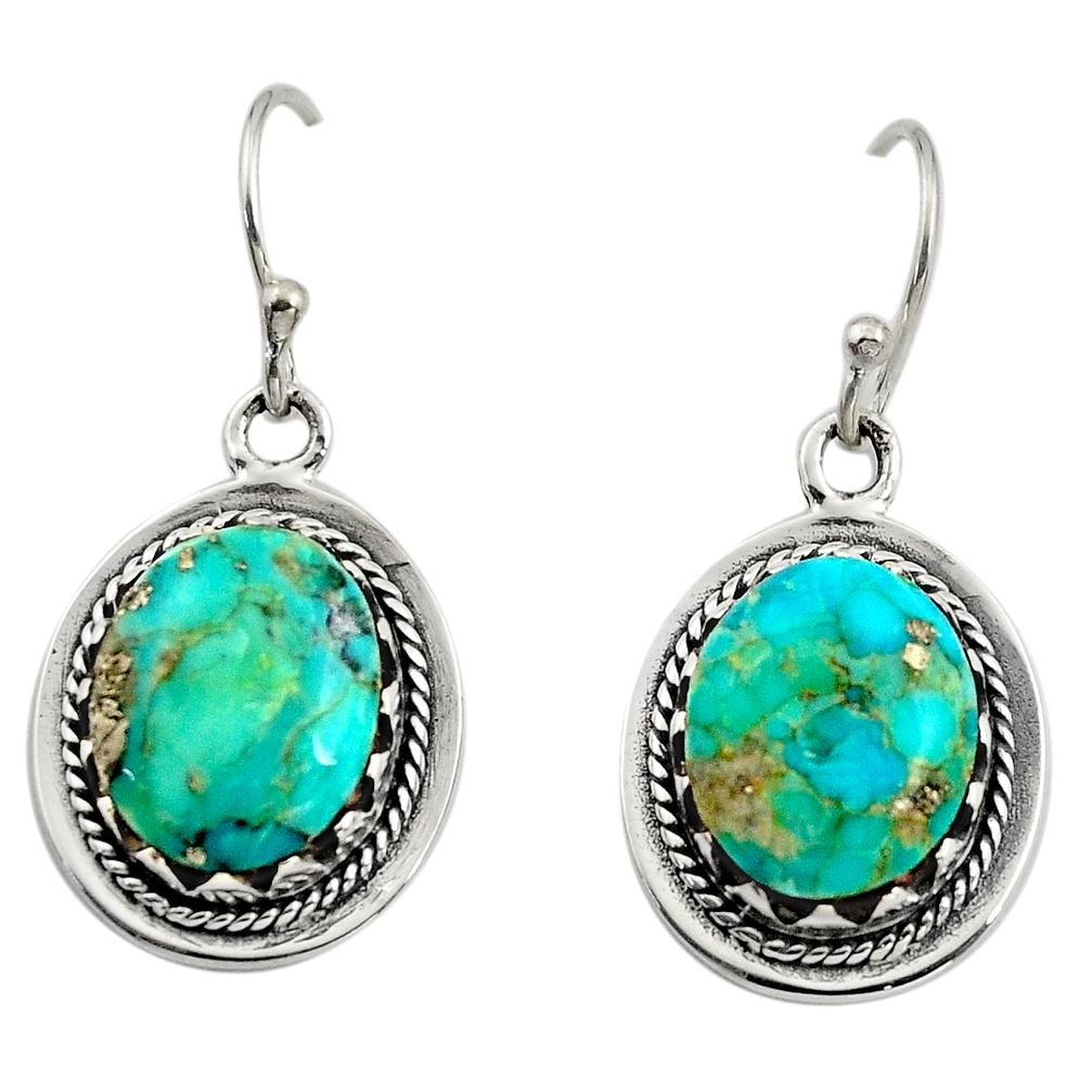 7.59cts green arizona mohave turquoise 925 sterling silver earrings c8803