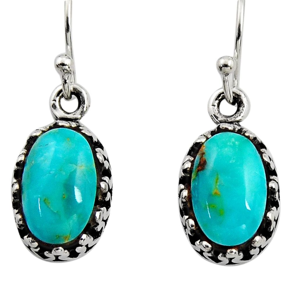 5.54cts green arizona mohave turquoise 925 sterling silver earrings c8805