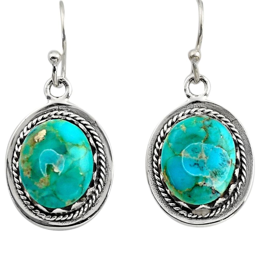 7.53cts green arizona mohave turquoise 925 sterling silver earrings c8809