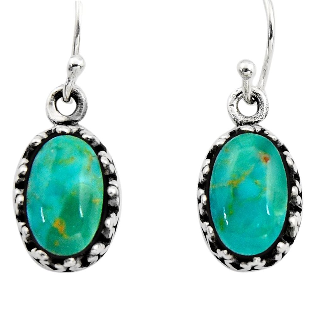 4.84cts green arizona mohave turquoise 925 sterling silver earrings c8810