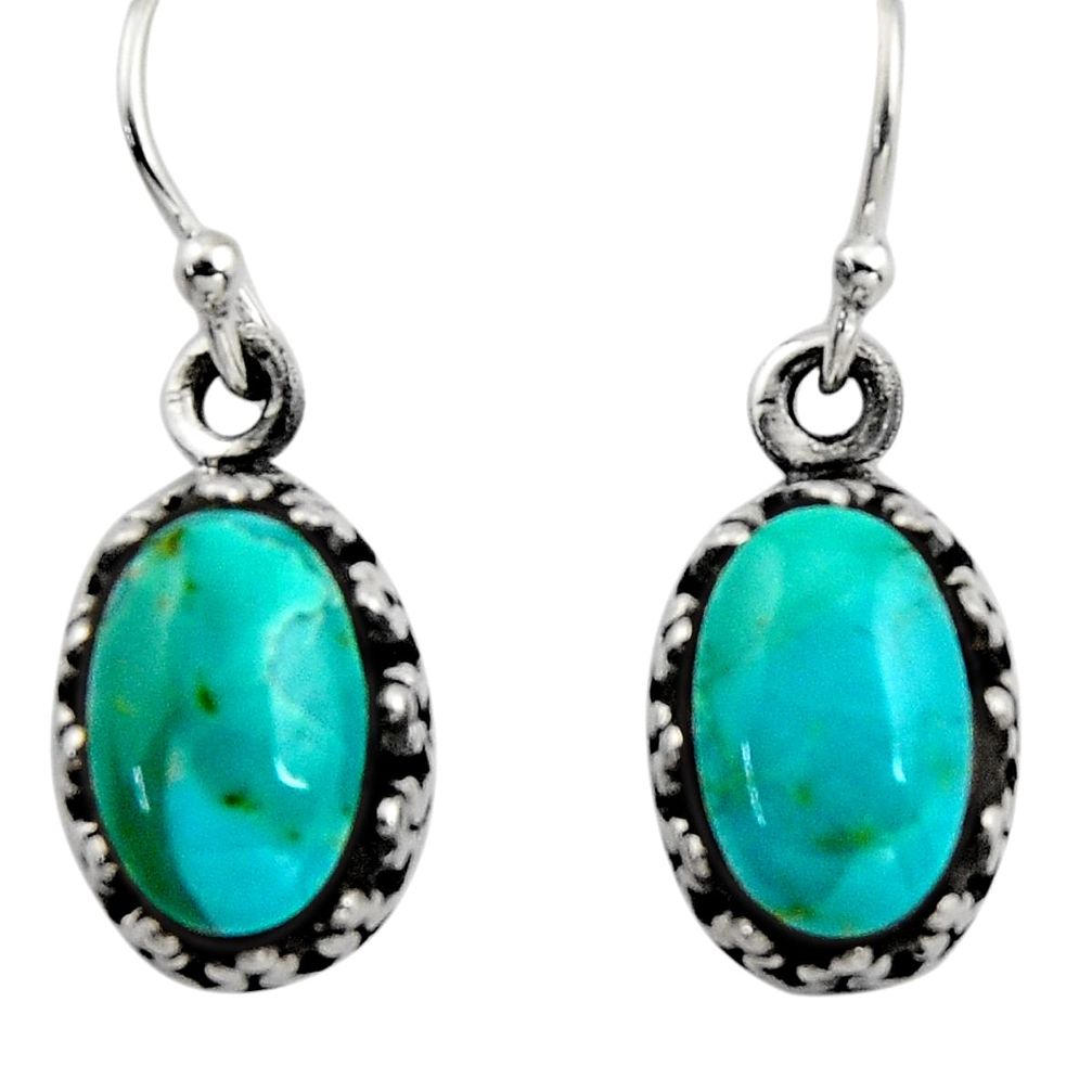 5.12cts green arizona mohave turquoise 925 sterling silver earrings c8812