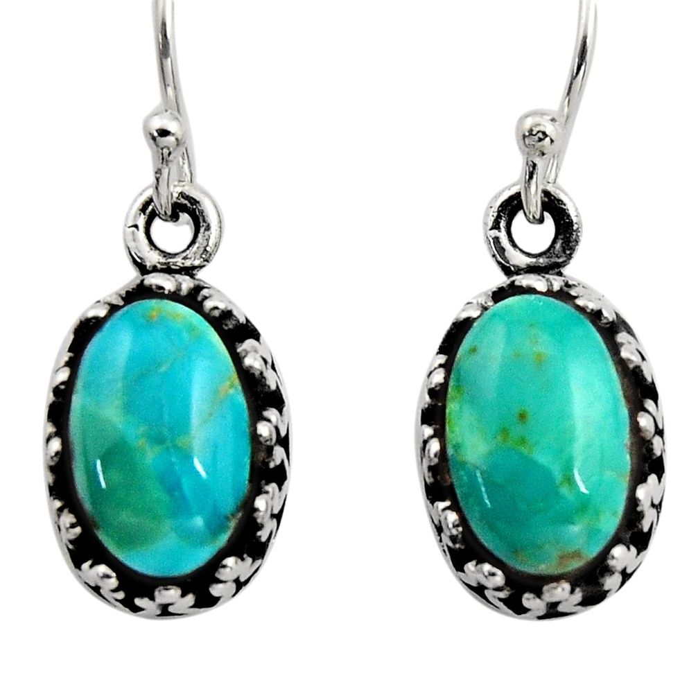 4.88cts green arizona mohave turquoise 925 sterling silver earrings c8814