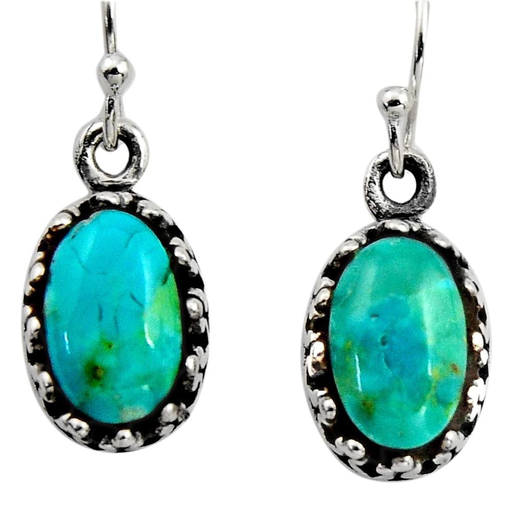 4.84cts green arizona mohave turquoise 925 sterling silver earrings c8817