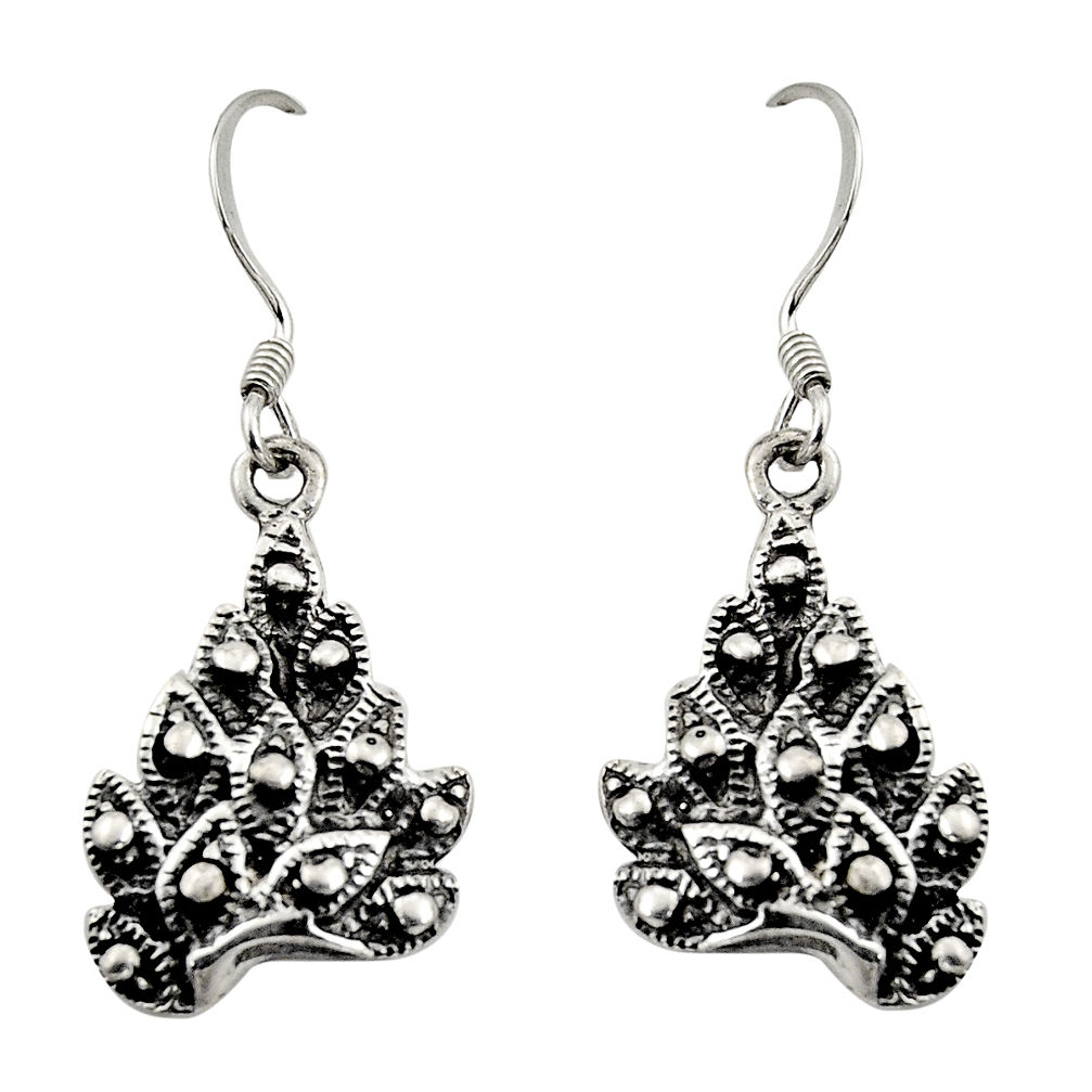 5.03gms indonesian bali style solid 925 sterling silver dangle earrings c8846