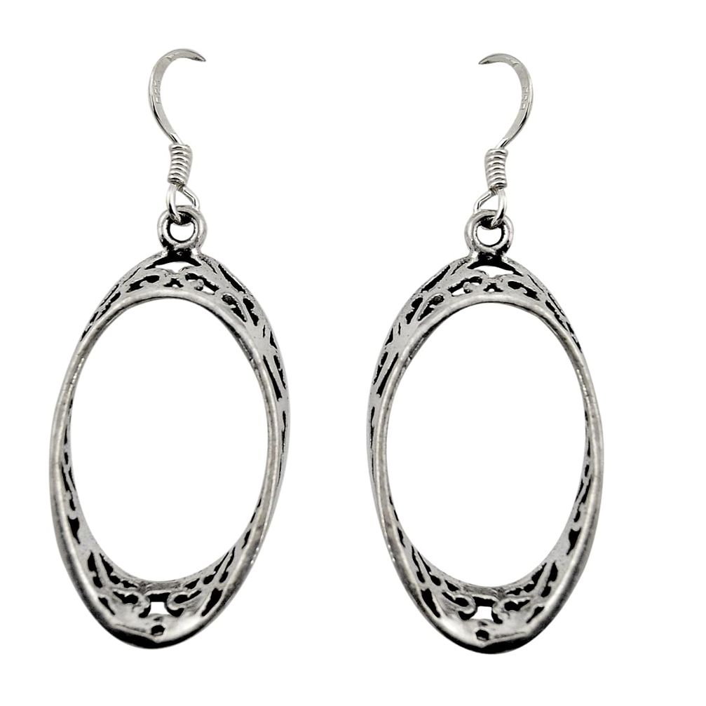 4.02gms filigree bali style 925 sterling silver dangle earrings c8849