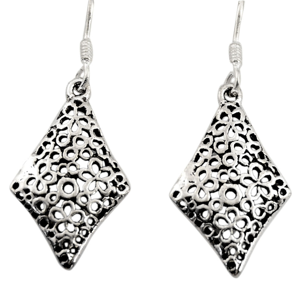 3.47gms filigree bali style 925 sterling silver dangle earrings c8853