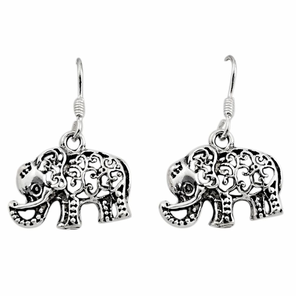 6.26gms filigree bali style 925 sterling silver elephant earrings c8855