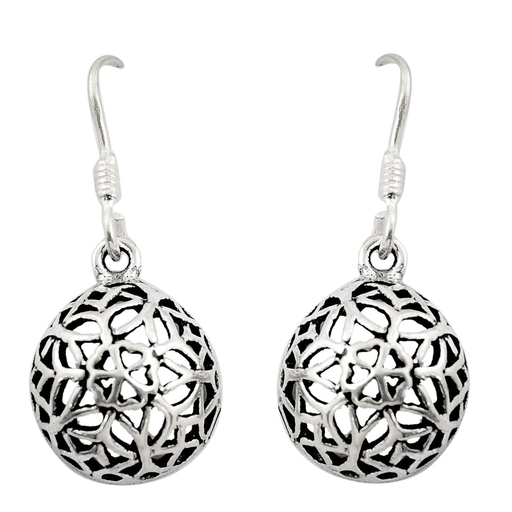 3.47gms filigree bali style 925 sterling silver dangle earrings c8863