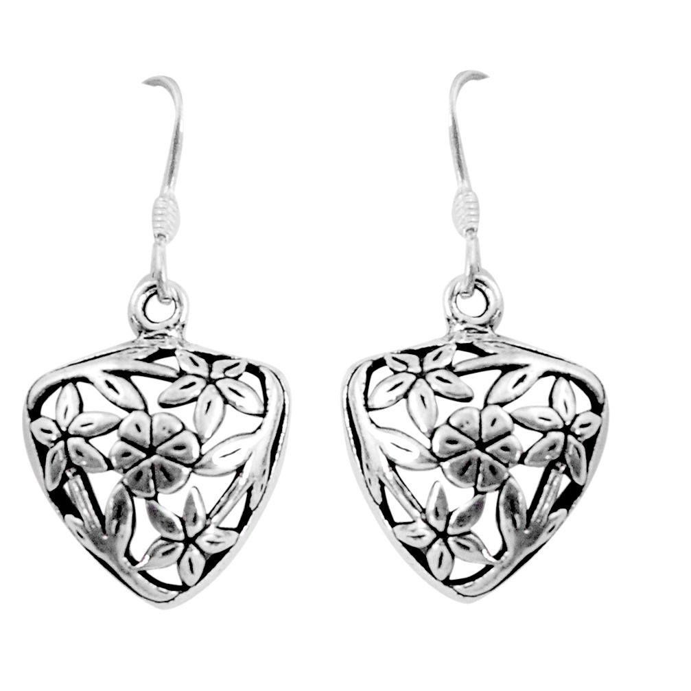 925 sterling silver 5.48gms indonesian bali style solid flower earrings c8869