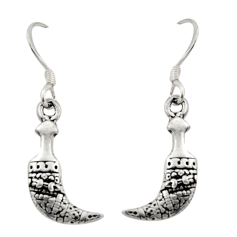 2.89gms indonesian bali style solid 925 plain silver dangle earrings c8873