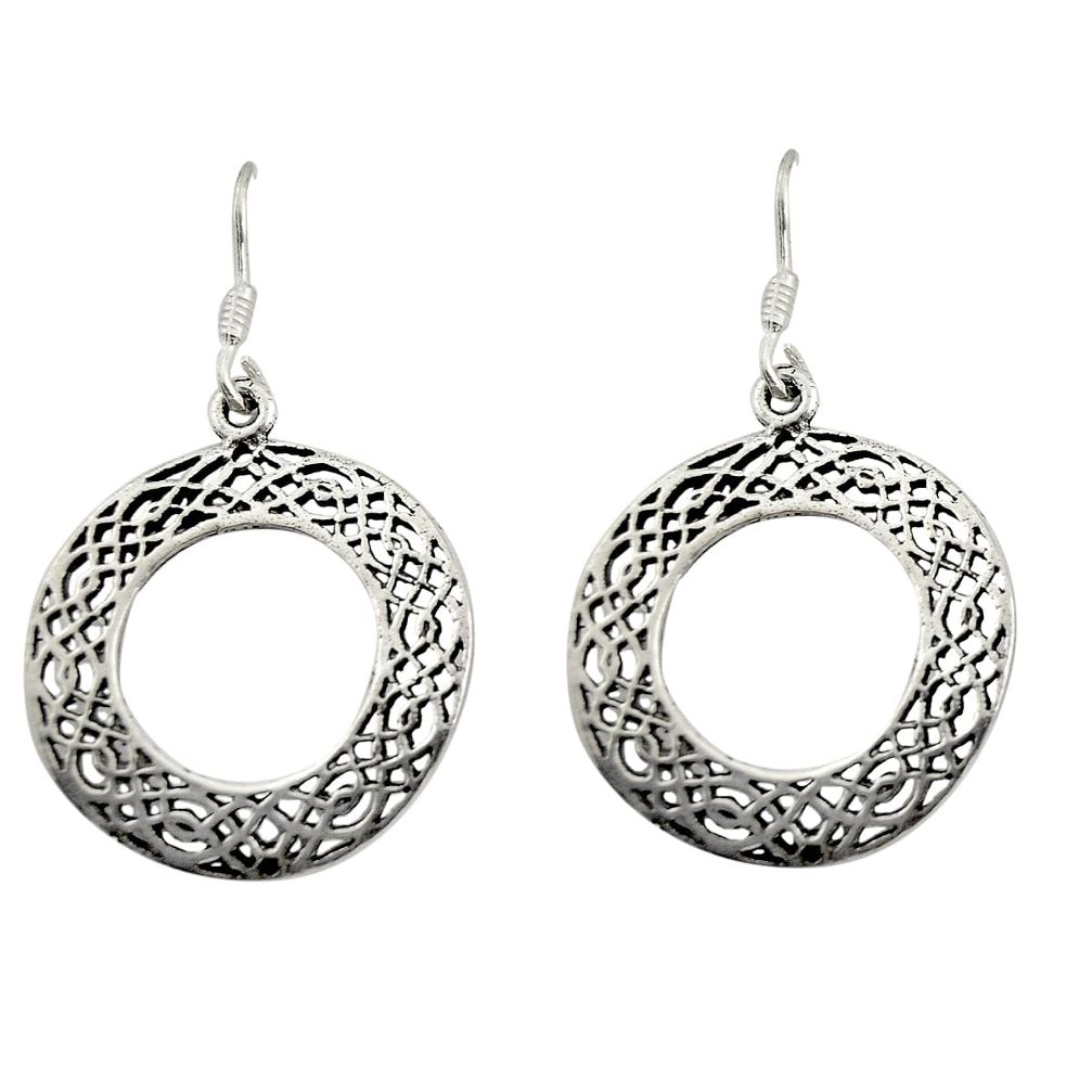 5.87gms indonesian bali style solid 925 sterling silver dangle earrings c8876