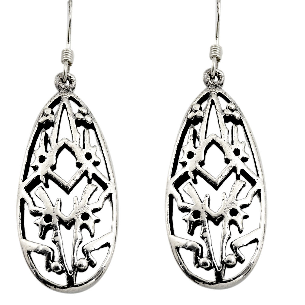 7.06gms indonesian bali style solid 925 sterling silver dangle earrings c8886
