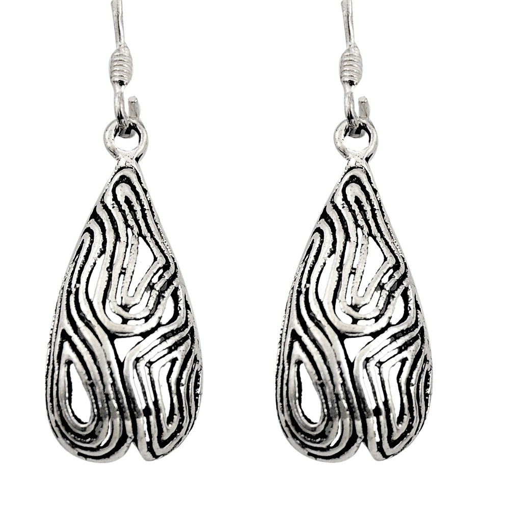 5.47gms indonesian bali style solid 925 sterling silver dangle earrings c8887
