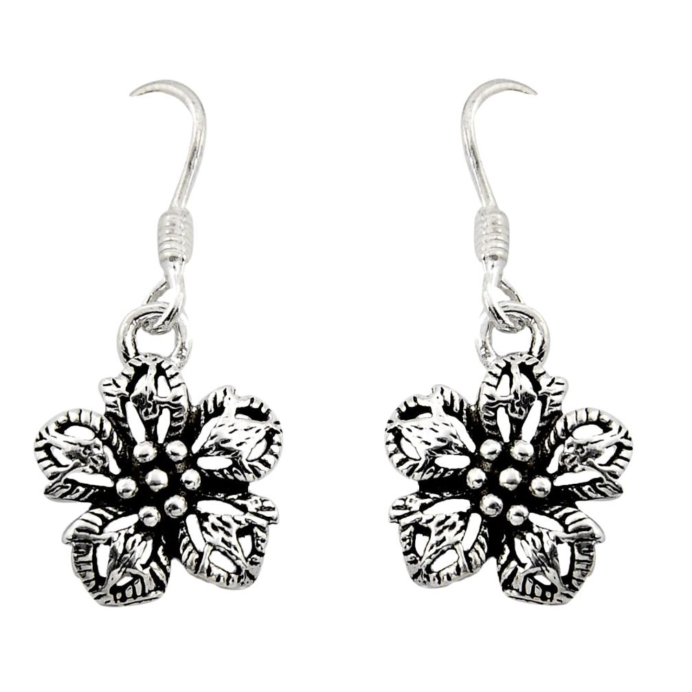 3.02gms indonesian bali style solid 925 sterling silver flower earrings c8890