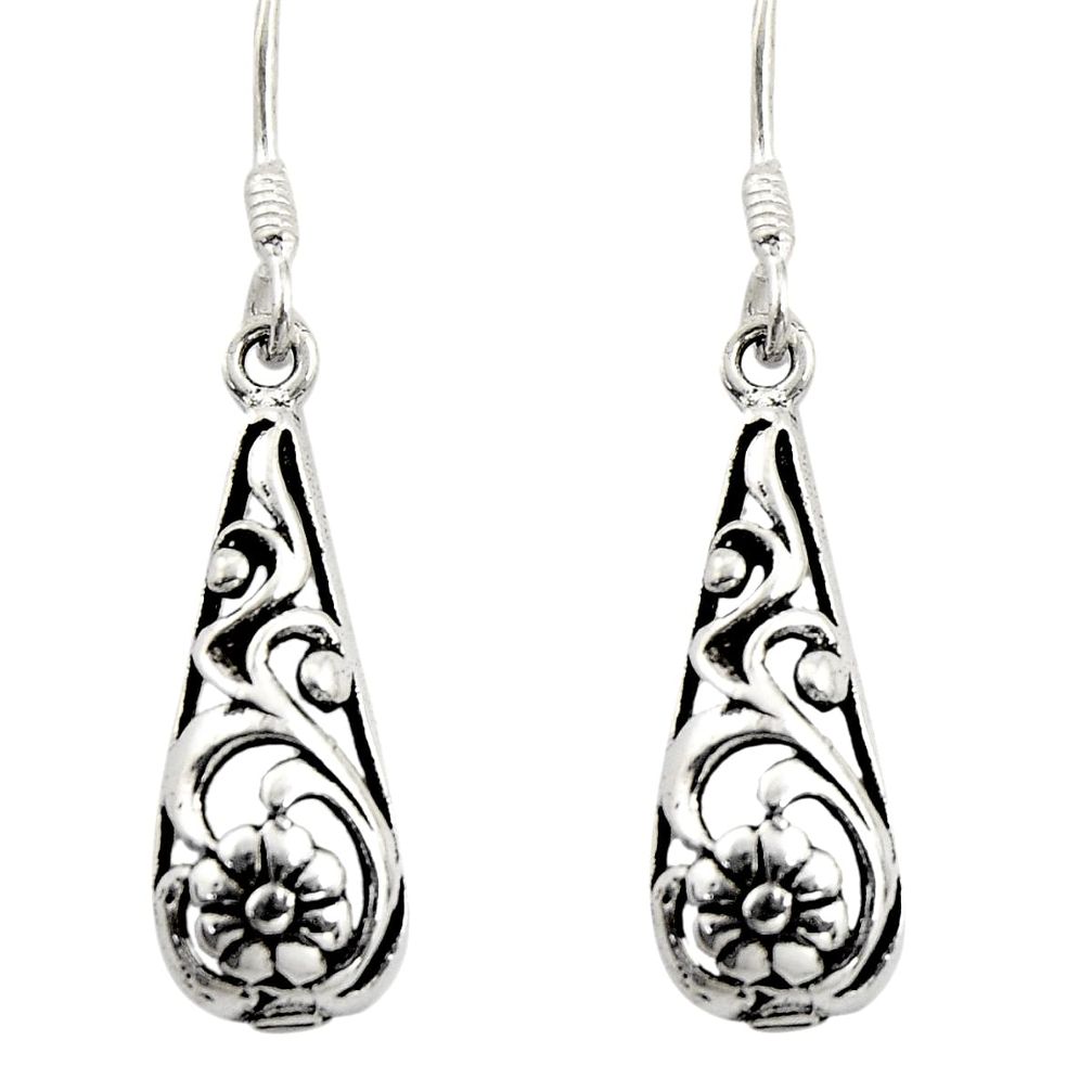 3.26gms filigree bali style 925 sterling silver flower earrings c8891
