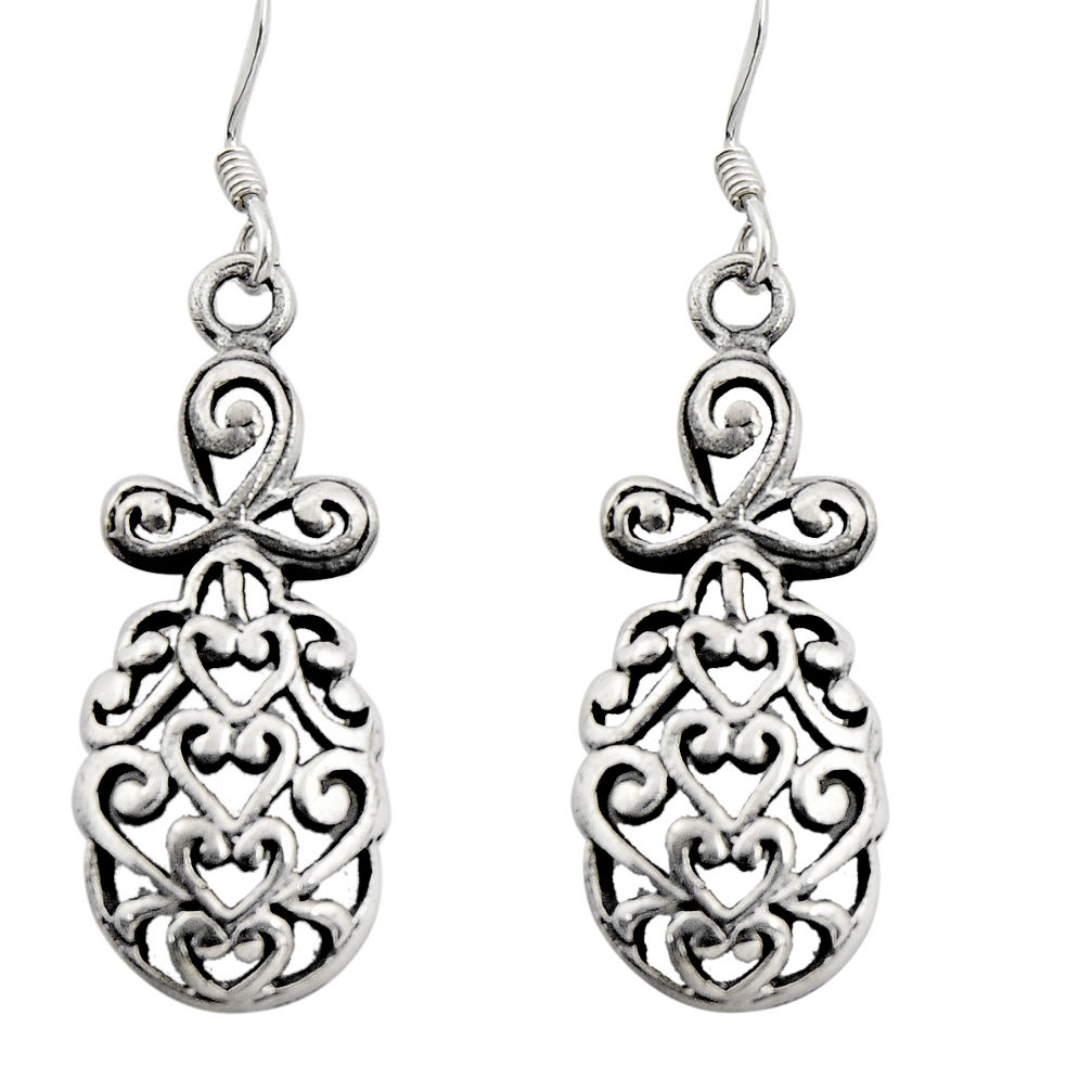 4.25gms filigree bali style 925 sterling silver dangle earrings c8896