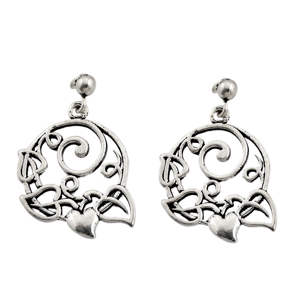 6.89gms filigree bali style 925 silver heart love earrings c8900