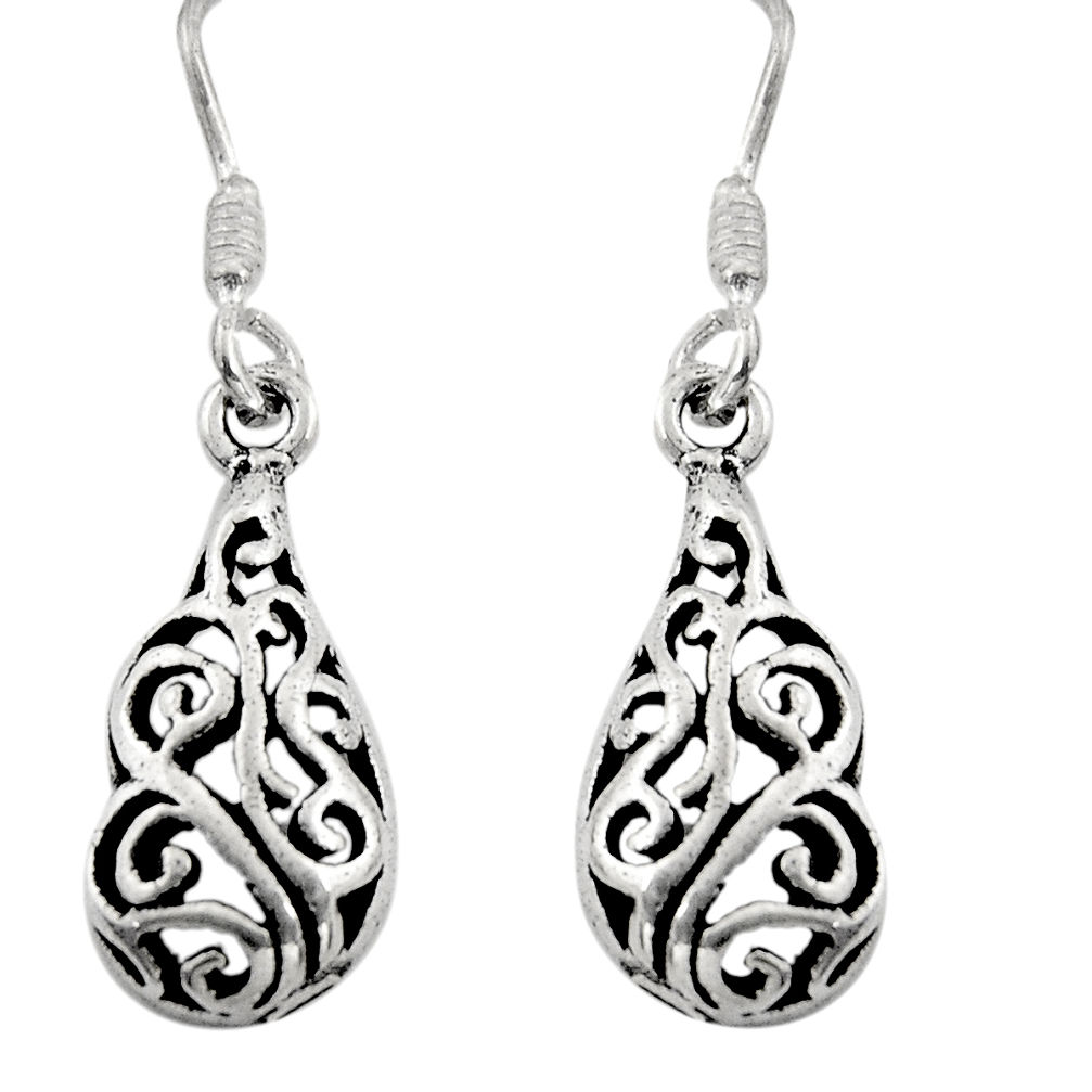 2.89gms filigree bali style 925 sterling silver dangle earrings c8902