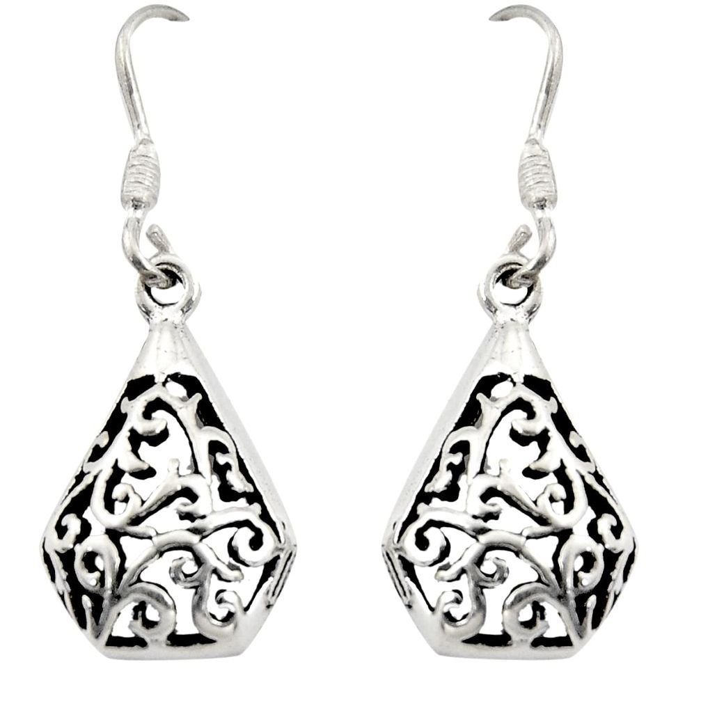 3.03gms filigree bali style 925 sterling silver dangle earrings c8906