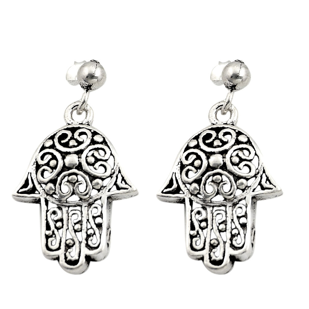 6.26gms filigree bali style 925 silver hand of god hamsa earrings c8918