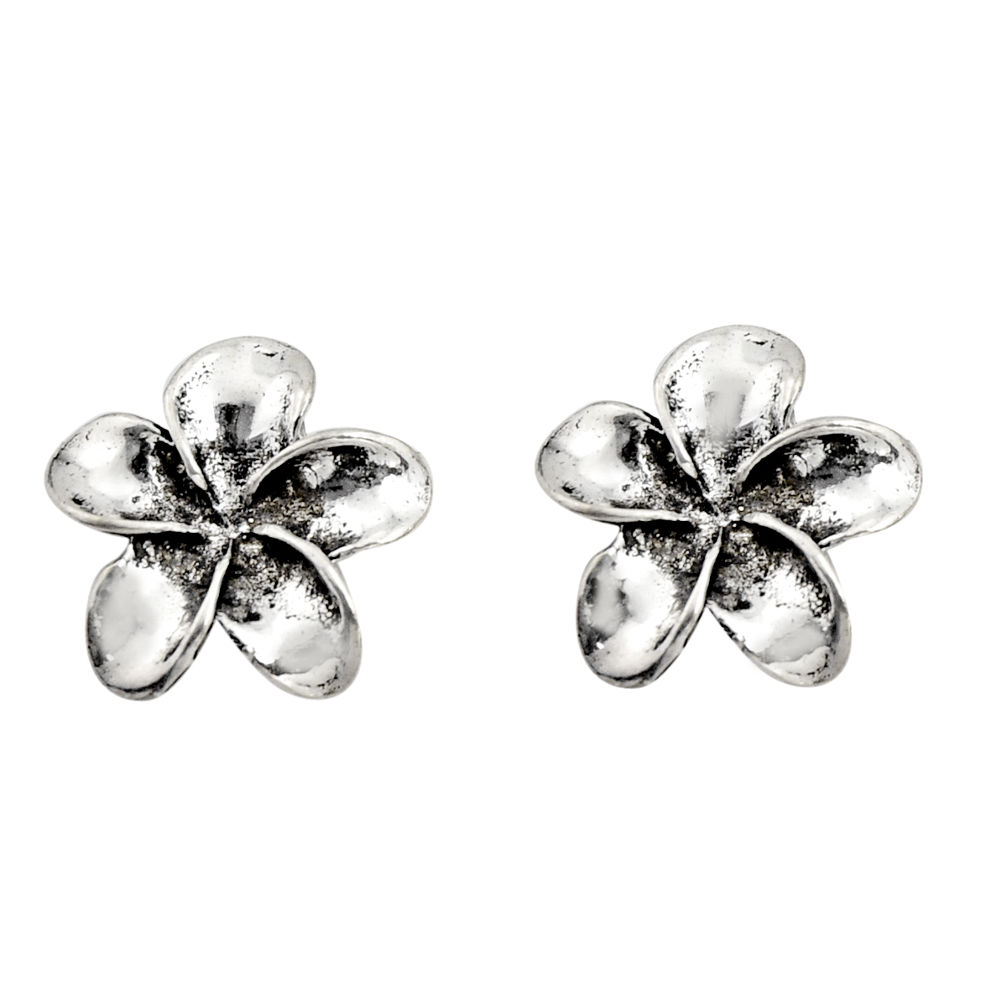 925 sterling silver 4.26gms indonesian bali style solid flower earrings c8920