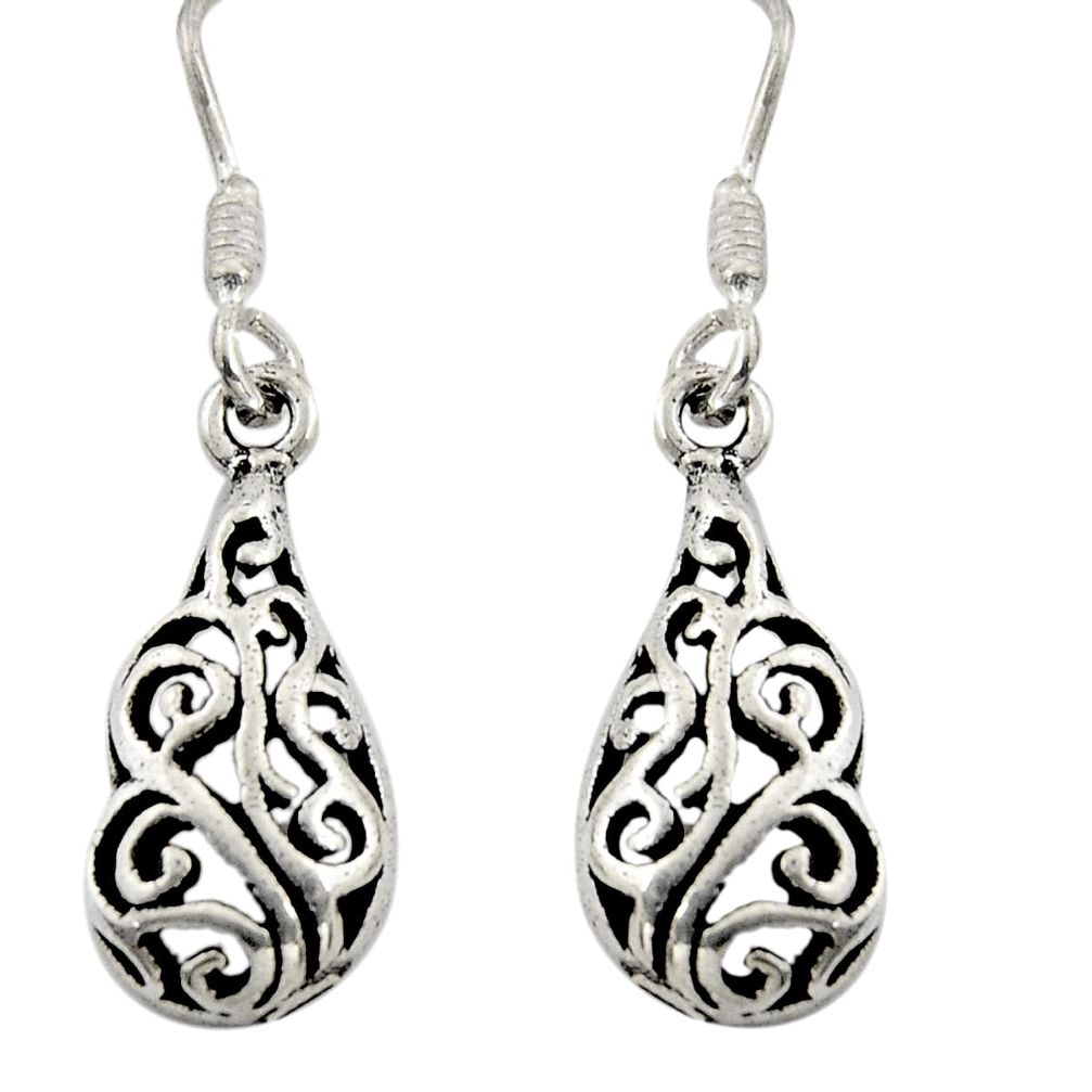 2.89gms filigree bali style 925 sterling silver dangle earrings c8921