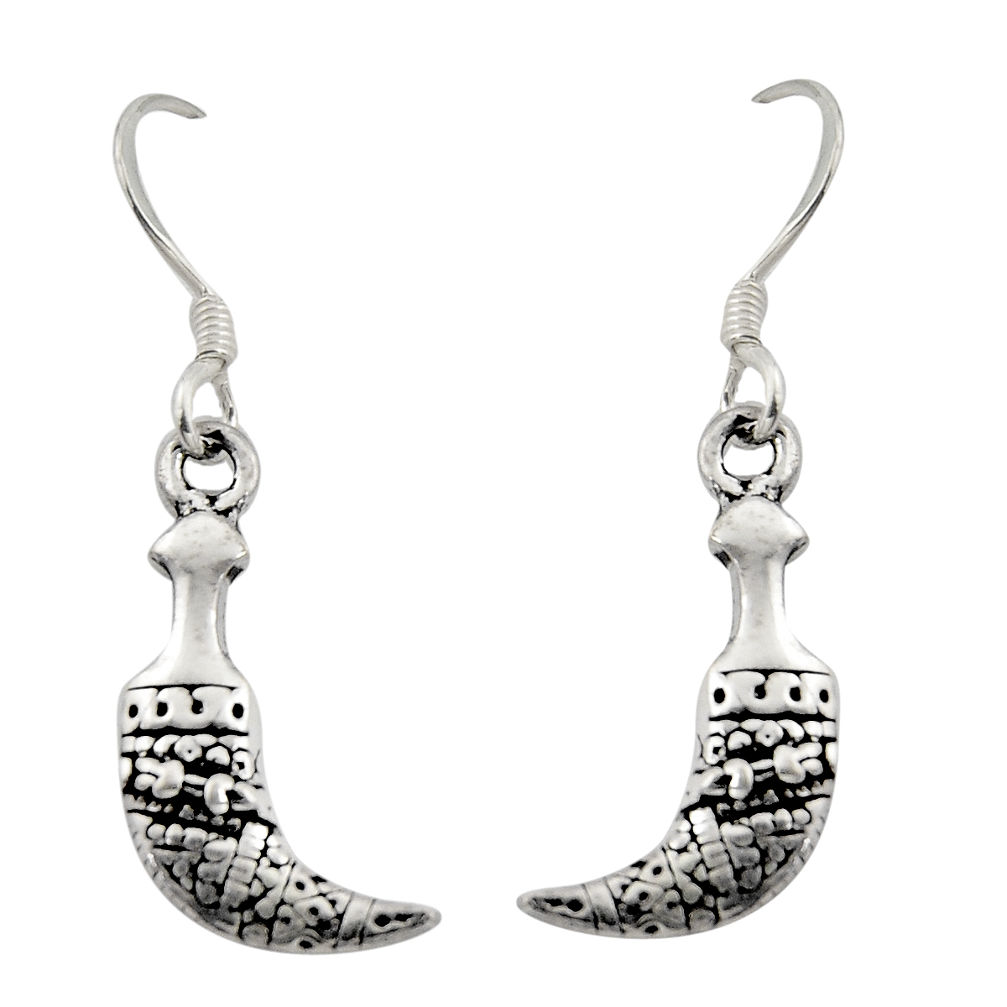 925 sterling silver 2.89gms indonesian bali style solid dangle earrings c8924