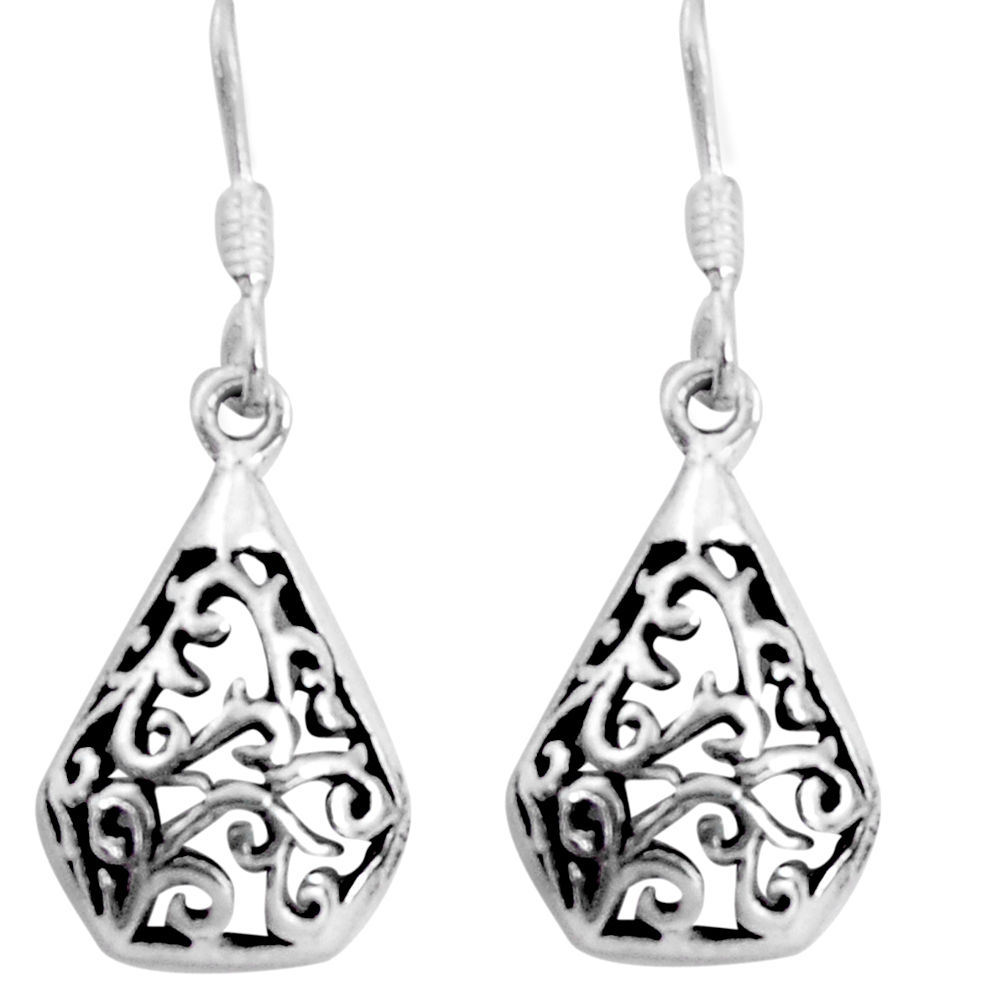 3.03gms filigree bali style 925 sterling silver dangle earrings c8926